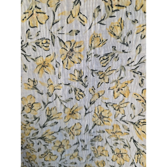 Billabong Floral Peasant Blouse Boho Tie Neck Top Cream Yellow Women’s M - Picture 6 of 11